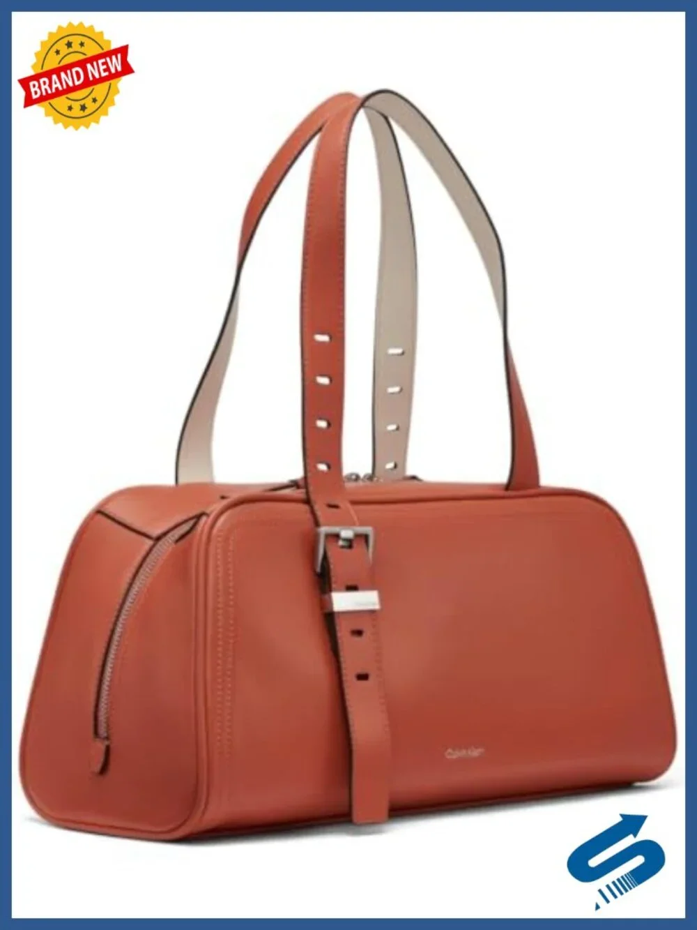 Vegan Leather Satchel with Interior Slip and Zip Pockets